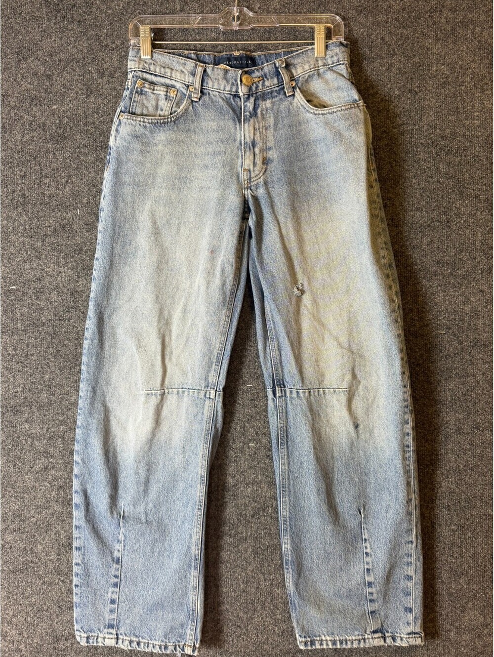 Aeropostale Baggy Barrel Jeans Womens Size 00 Reg Light Wash Denim High Rise